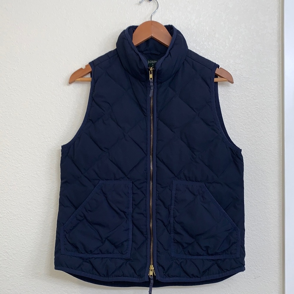 J.Crew Factory Quilted Navy Puffer Vest | Waterfowl Down Feather Core Layer